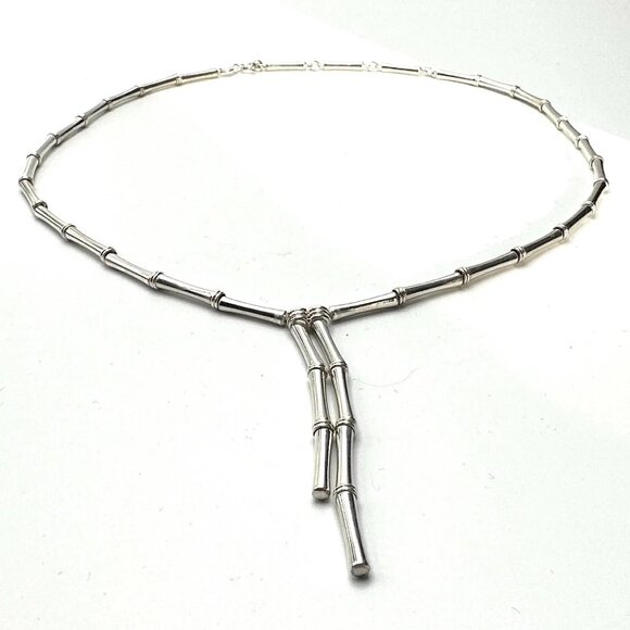 Links of London Sterling Silver Bamboo Y Necklace Kate Middleton Style 21" EUC - Picture 1 of 7